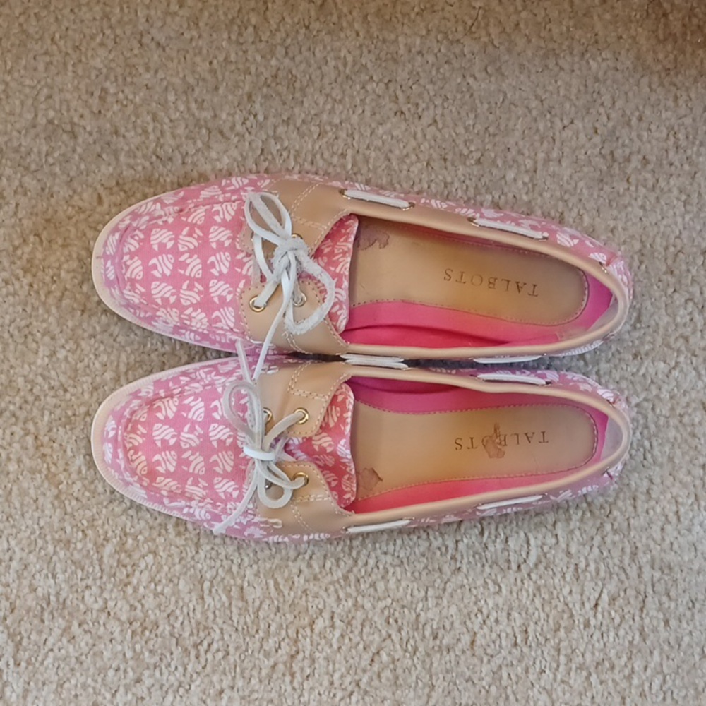 Talbots Deck Shoes Women's Pink White Size 8.5 Pre-owned